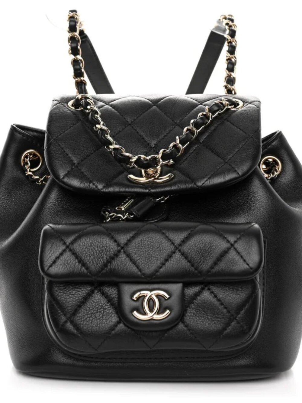 Chanel Lambskin Quilted Small Duma Drawstring Backpack Black
